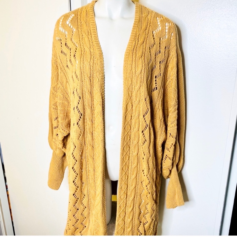 Somedays Lovin Mustard Yellow Open Knit Cardigan